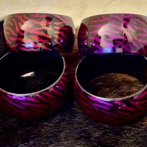 Lucite Safari Design Bracelets Design Red Purple & Burgundy Bengal Tiger Design